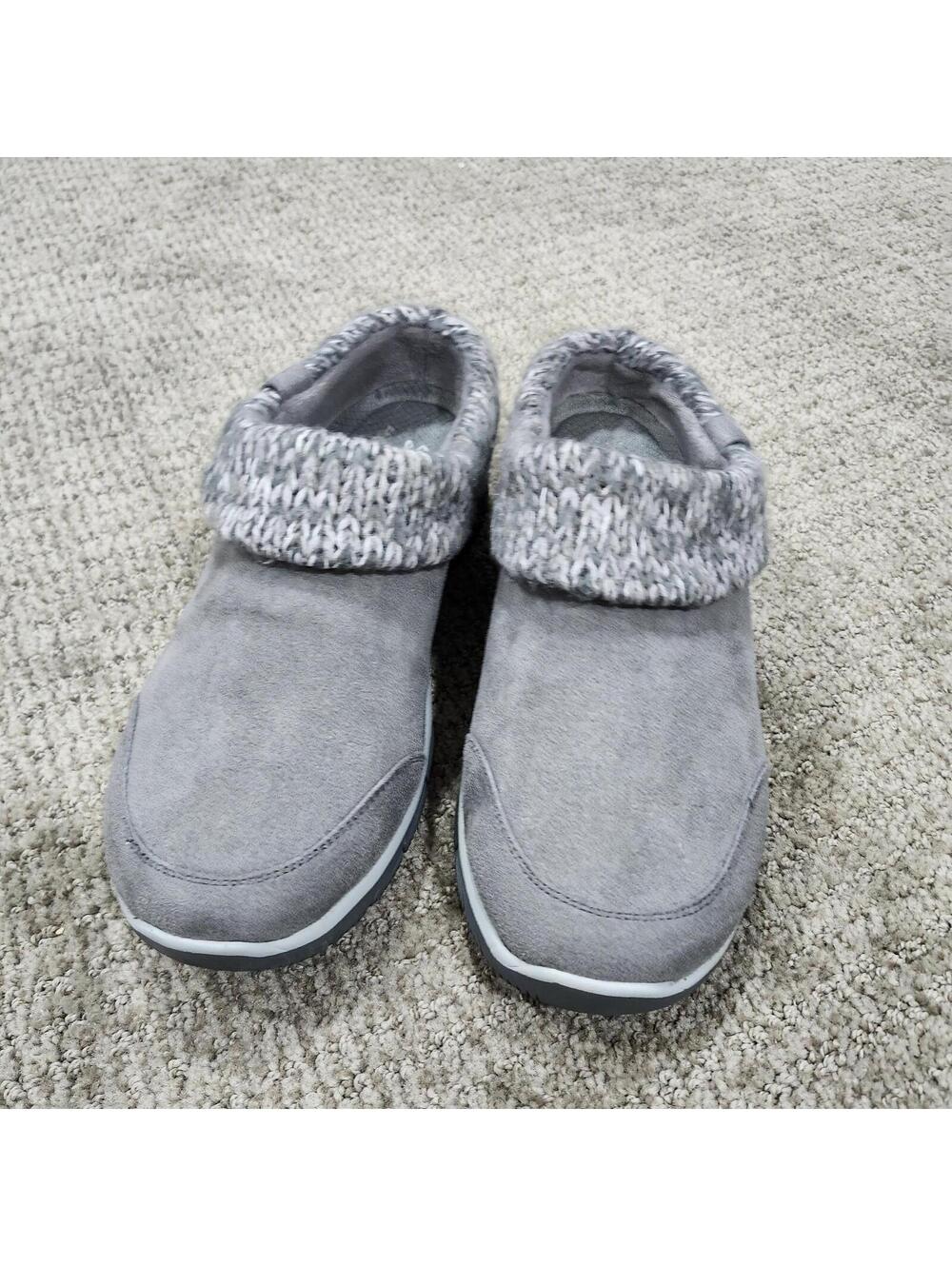 Skechers Easy Going Good Gray Mule Slippers With Cable Knit Collar Size 8.5 - Picture 11 of 13